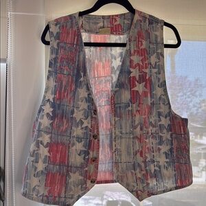 Vintage Flag Star Print Vest